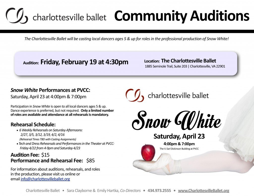 Community Audition Flyer- Snow White 2016